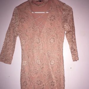 Light pink lace homecoming dress